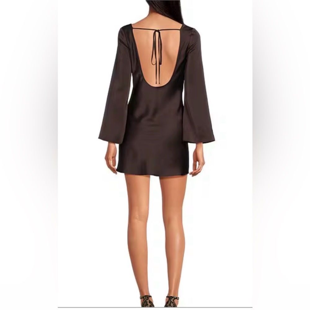 Gianni Bini Black Dionne Satin LBD Open Back Mini Dress